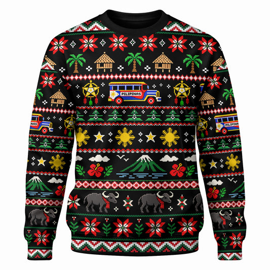 Philippines Filipinos Sweatshirt Maligayang Pasko Pattern Style