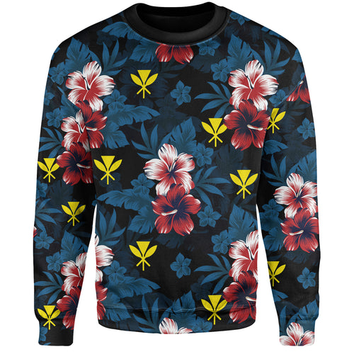 Hawaii Sweatshirt Kanaka Islands Pattern Floral