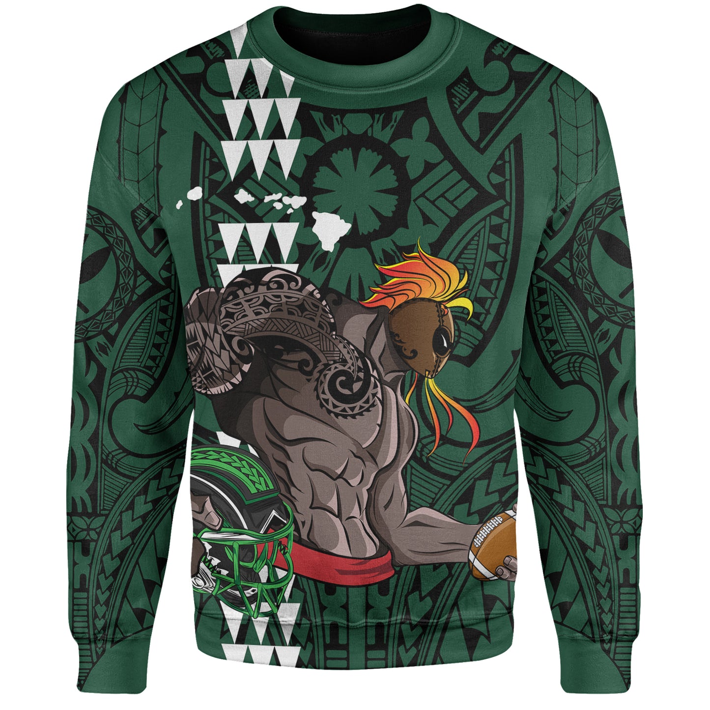 Hawaii Sweatshirt Map Kanaka Football Style