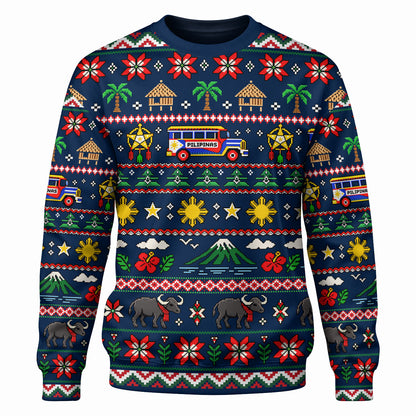 Philippines Filipinos Sweatshirt Maligayang Pasko Pattern Style