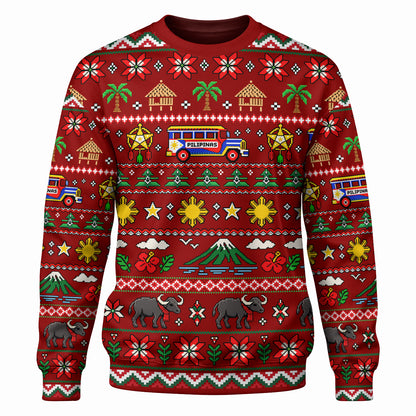 Philippines Filipinos Sweatshirt Maligayang Pasko Pattern Style