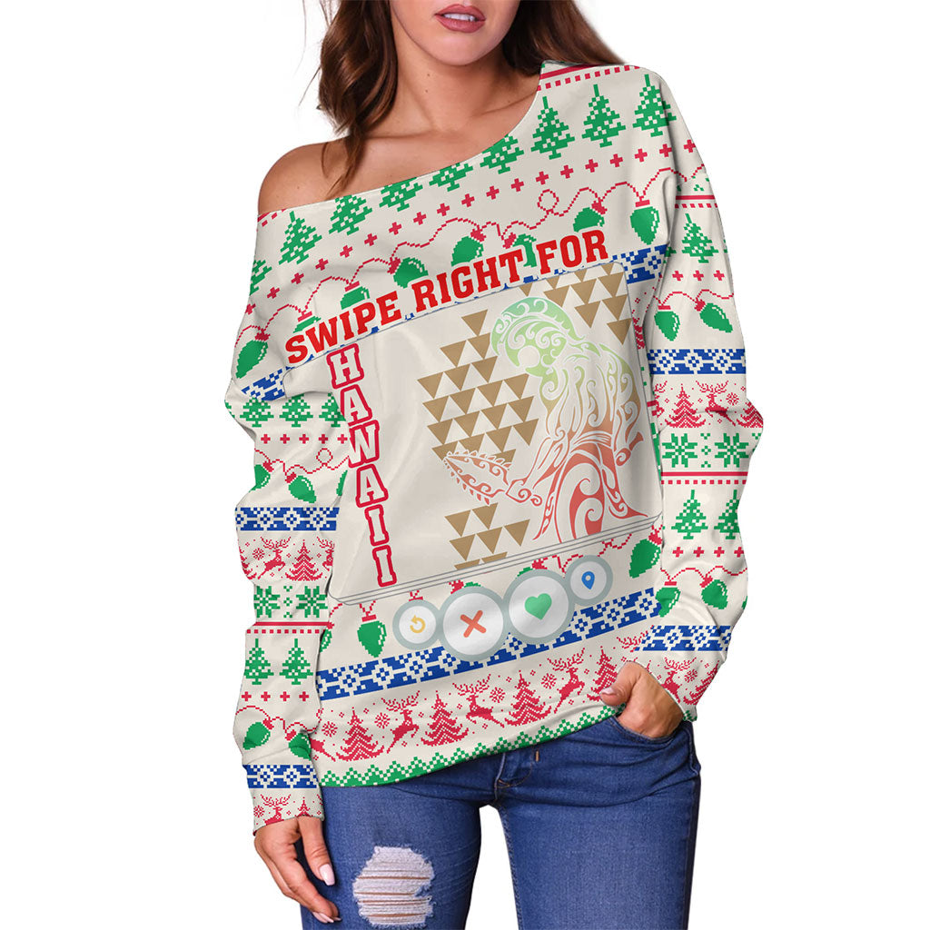 Hawaii Off Shoulder Sweatshirt Swipe Right For Hawaii Christmas