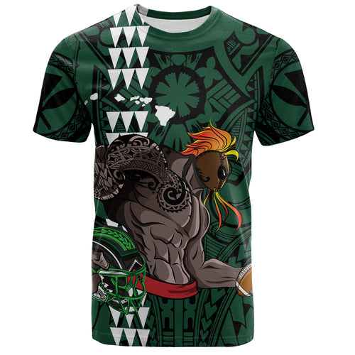 Hawaii T-Shirt Map Kanaka Football Style