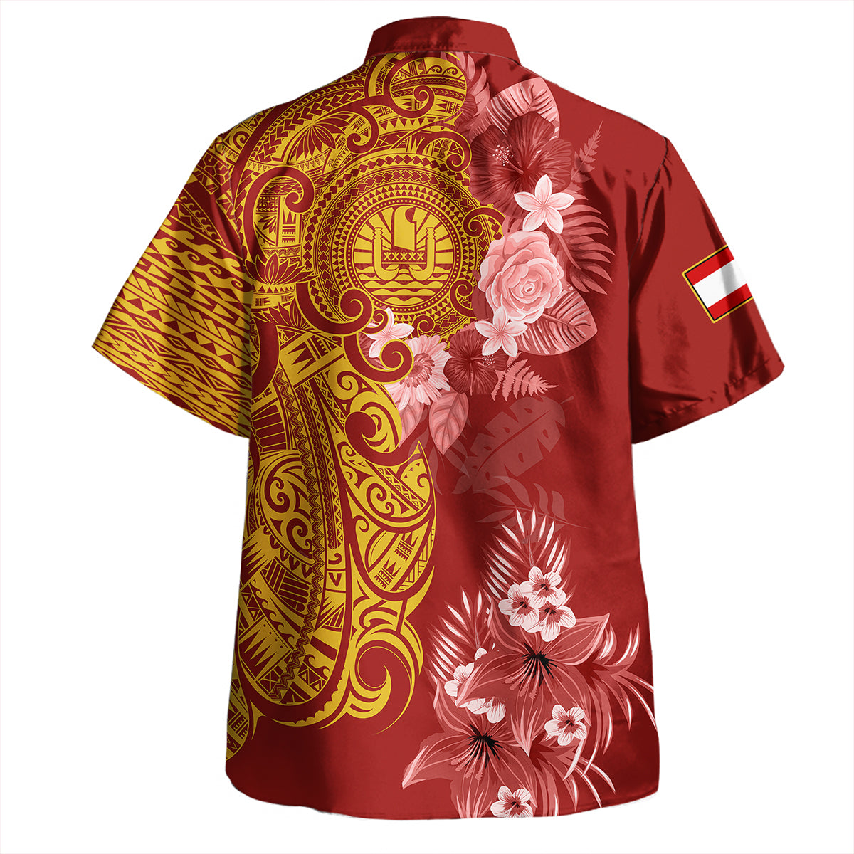Tahiti Combo Puletasi And Shirt Polynesian Tropical Plumeria Tribal Red