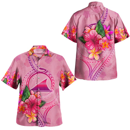 Tokelau Combo Short Sleeve Dress And Shirt Floral With Seal Pink
