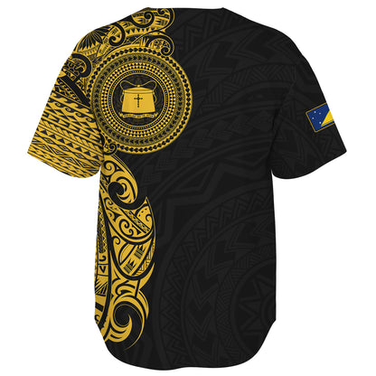 Tokelau Baseball Shirt Custom Polynesian Half Sleeve Gold Tattoo With Seal Black