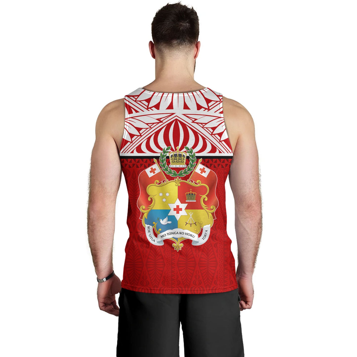 Tonga Custom Personalised Tank Top Coat Of Arms Ngatu Patterns Design