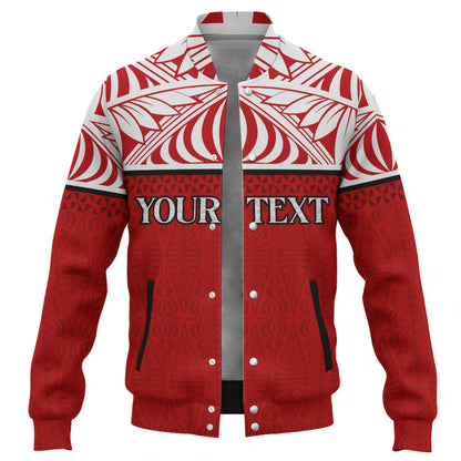 Tonga Custom Personalised Baseball Jacket Coat Of Arms Ngatu Patterns Design