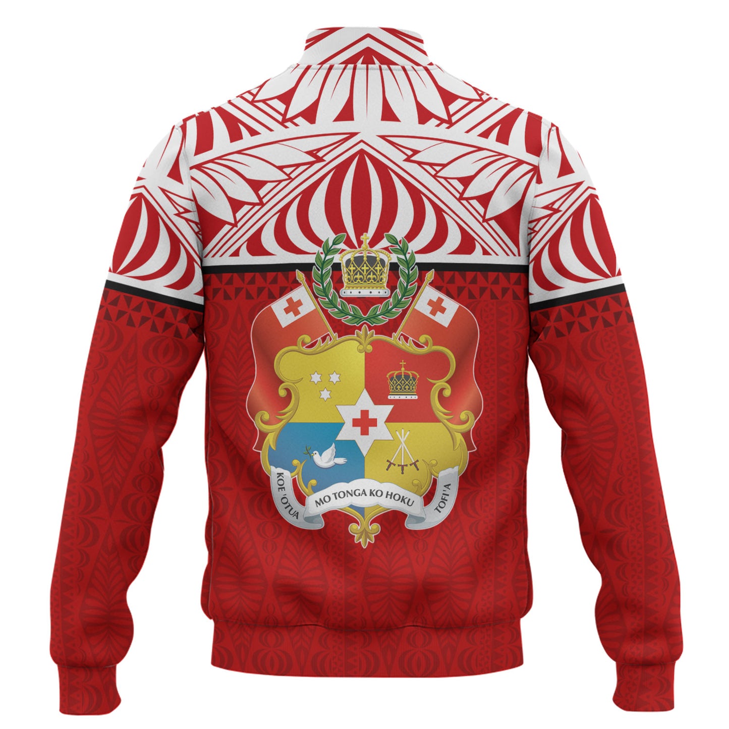 Tonga Custom Personalised Baseball Jacket Coat Of Arms Ngatu Patterns Design