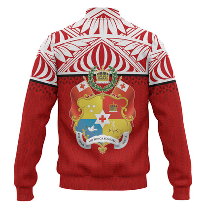 Tonga Custom Personalised Baseball Jacket Coat Of Arms Ngatu Patterns Design