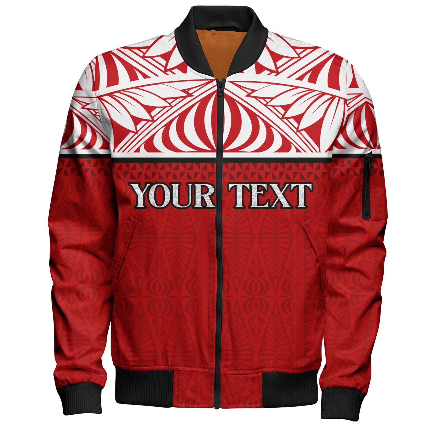 Tonga Custom Personalised Bomber Jacket Coat Of Arms Ngatu Patterns Design