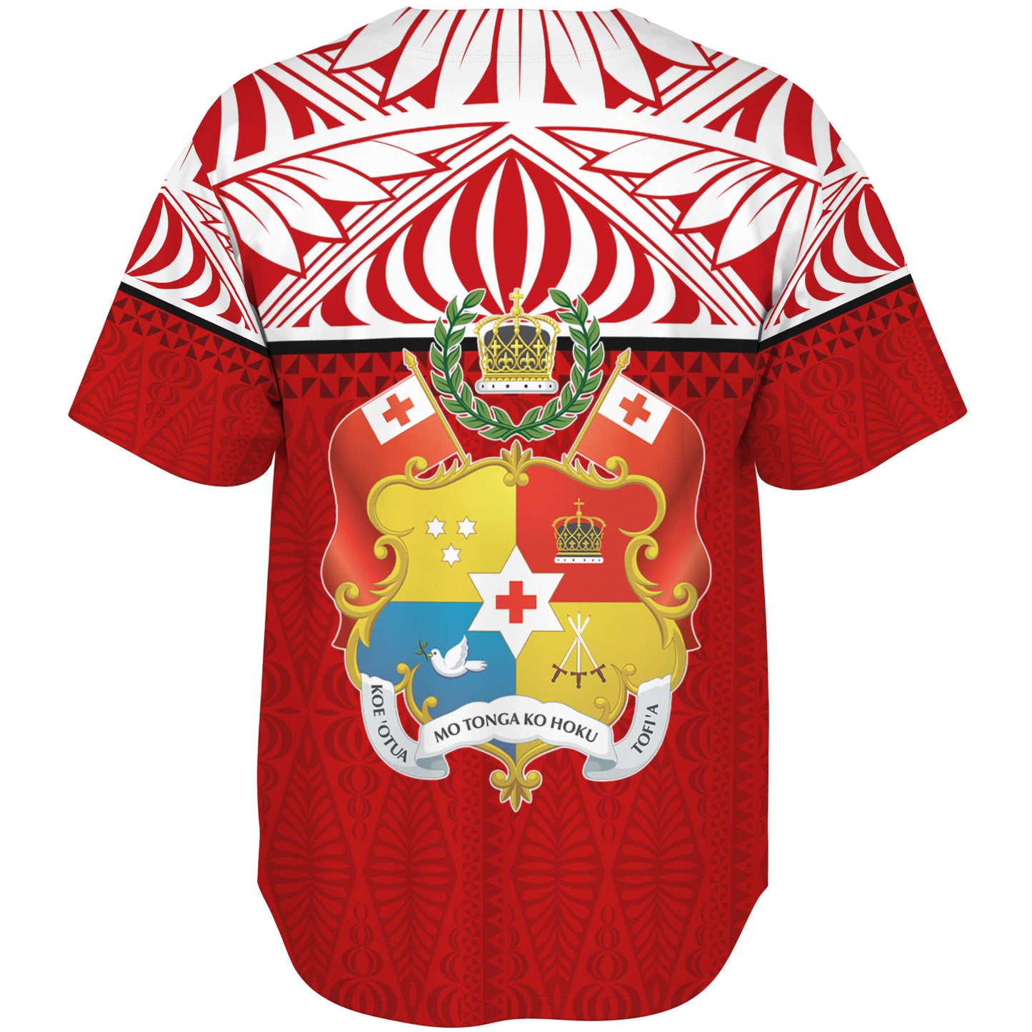 Tonga Custom Personalised Baseball Shirt Coat Of Arms Ngatu Patterns Design