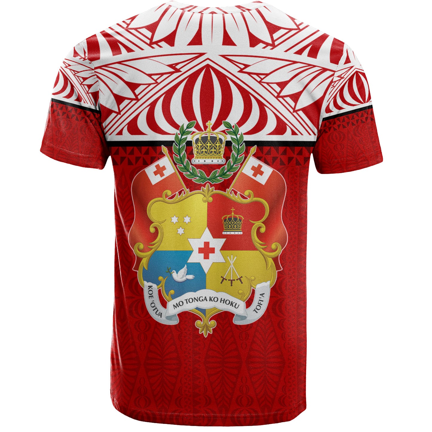 Tonga Custom Personalised T-Shirt Coat Of Arms Ngatu Patterns Design