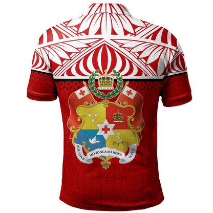Tonga Custom Personalised Polo Shirt Coat Of Arms Ngatu Patterns Design