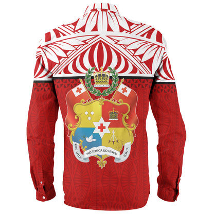 Tonga Custom Personalised Long Sleeve Shirt Coat Of Arms Ngatu Patterns Design