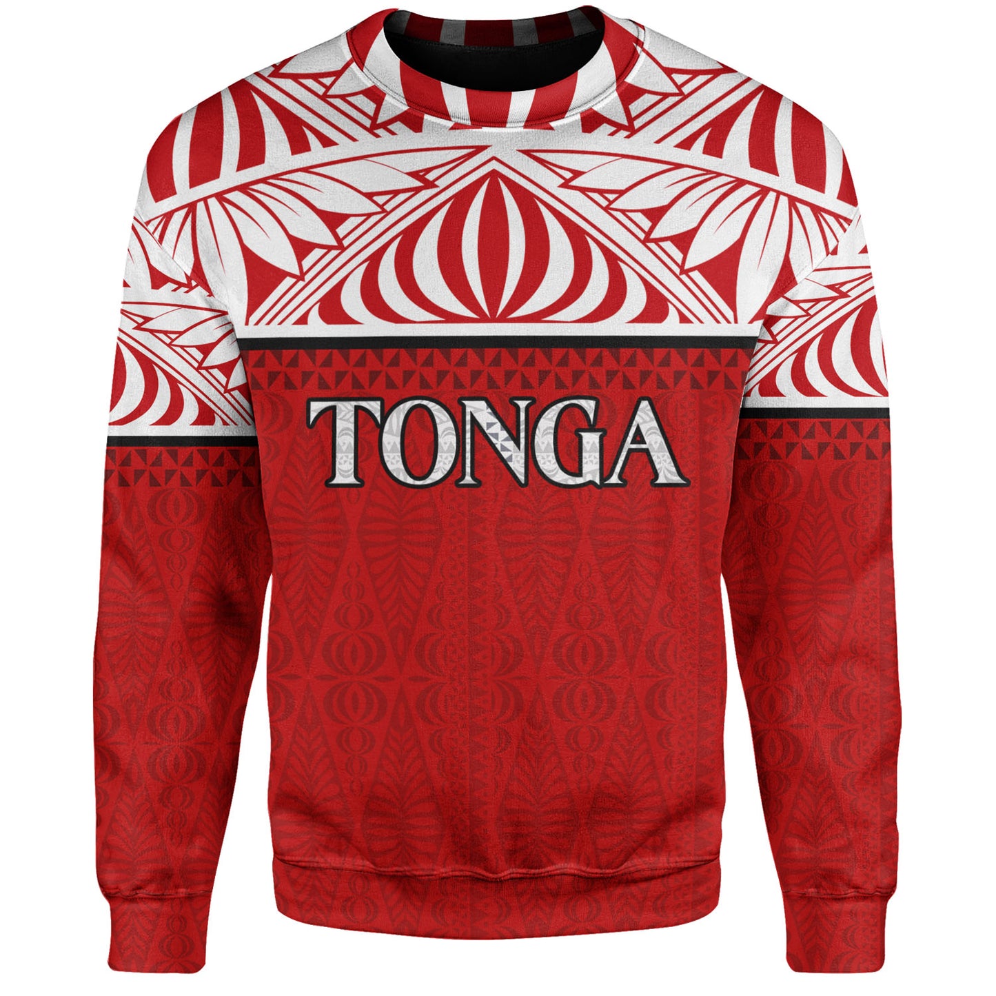 Tonga Custom Personalised Sweatshirt Coat Of Arms Ngatu Patterns Design