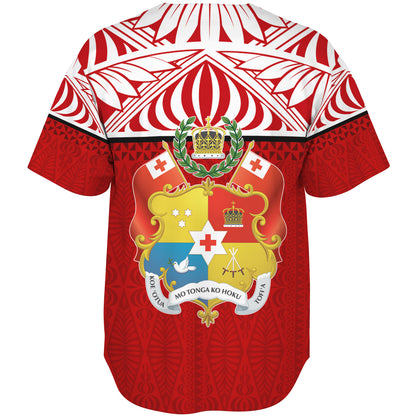 Tonga Custom Personalised Baseball Shirt Coat Of Arms Ngatu Patterns Design