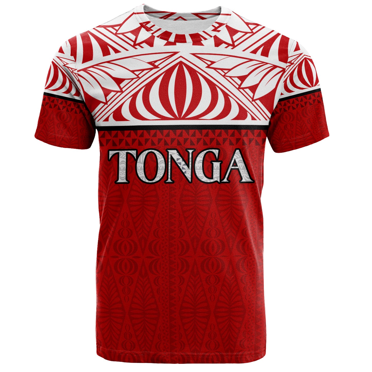 Tonga Custom Personalised T-Shirt Coat Of Arms Ngatu Patterns Design