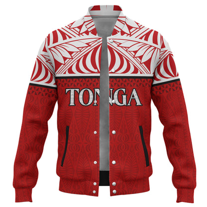 Tonga Custom Personalised Baseball Jacket Coat Of Arms Ngatu Patterns Design