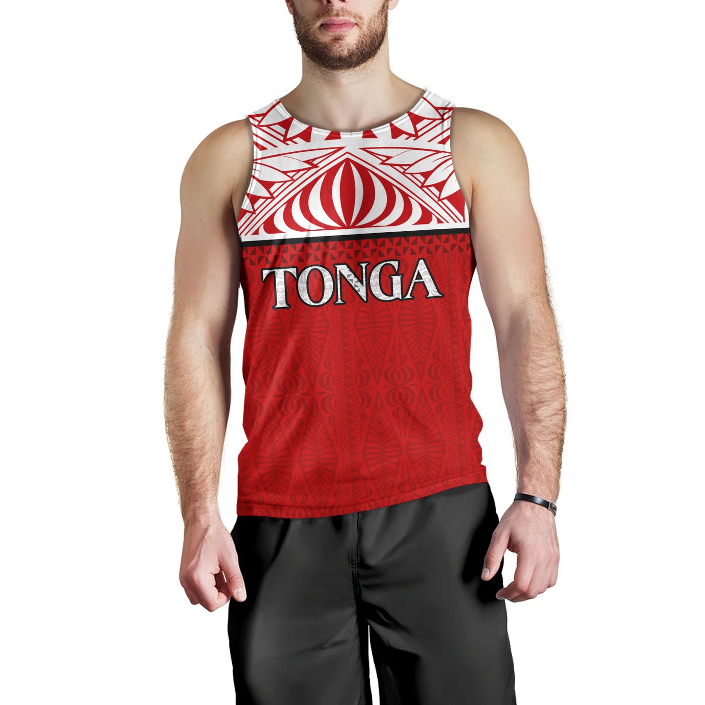 Tonga Custom Personalised Tank Top Coat Of Arms Ngatu Patterns Design