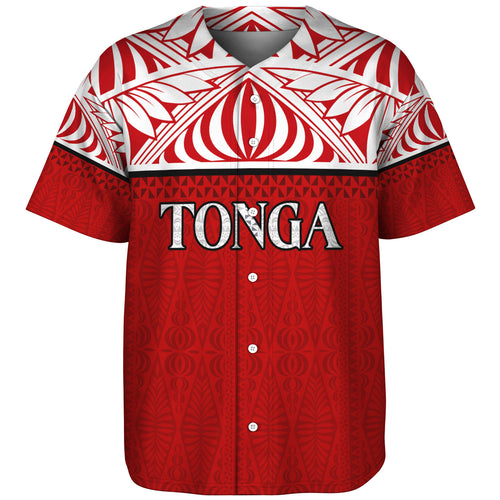 Tonga Custom Personalised Baseball Shirt Coat Of Arms Ngatu Patterns Design