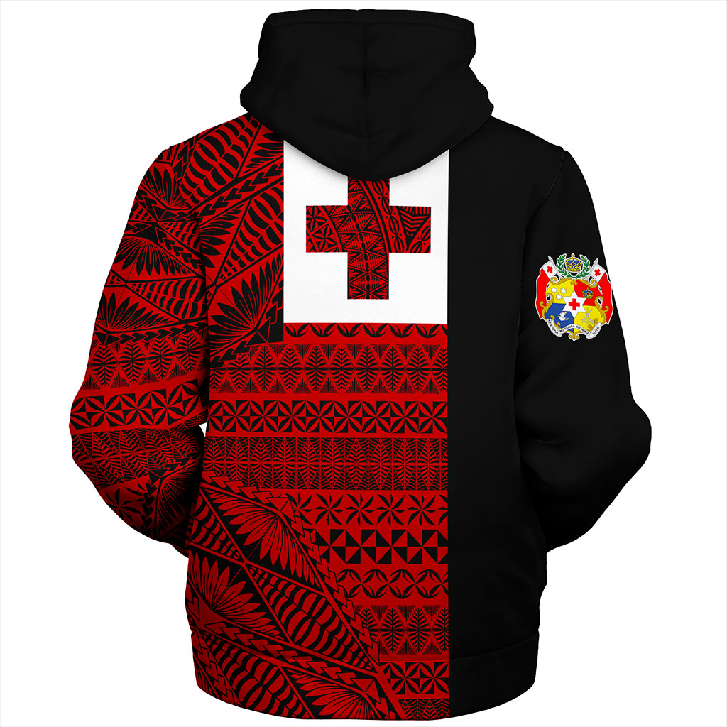Tonga Sherpa Hoodie Flag Ngatu Pattern Style