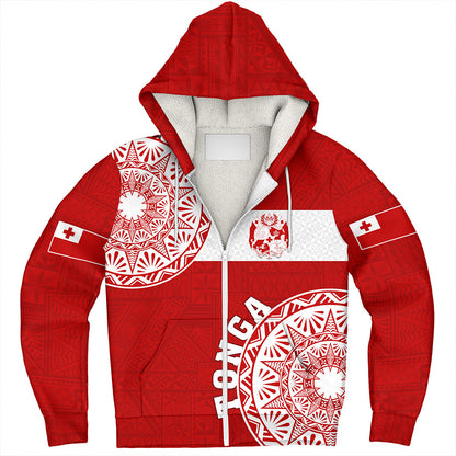 Tonga Sherpa Hoodie Kingdom of Tonga Ngatu Pattern Circle