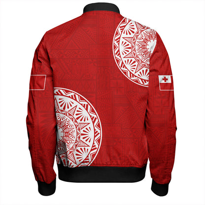 Tonga Bomber Jacket Kingdom of Tonga Ngatu Pattern Circle