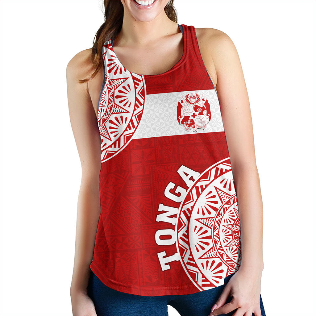 Tonga Women Tank Kingdom of Tonga Ngatu Pattern Circle