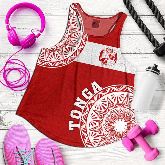 Tonga Women Tank Kingdom of Tonga Ngatu Pattern Circle