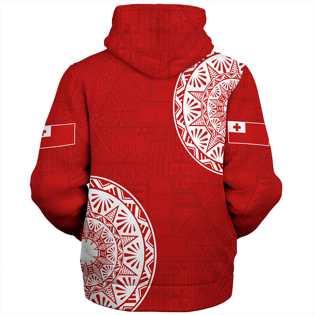 Tonga Sherpa Hoodie Kingdom of Tonga Ngatu Pattern Circle
