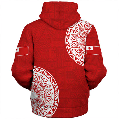 Tonga Sherpa Hoodie Kingdom of Tonga Ngatu Pattern Circle
