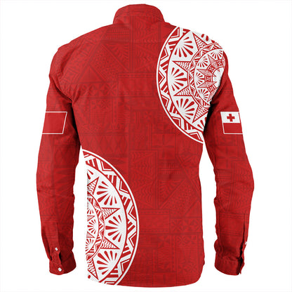 Tonga Long Sleeve Shirt Kingdom of Tonga Ngatu Pattern Circle