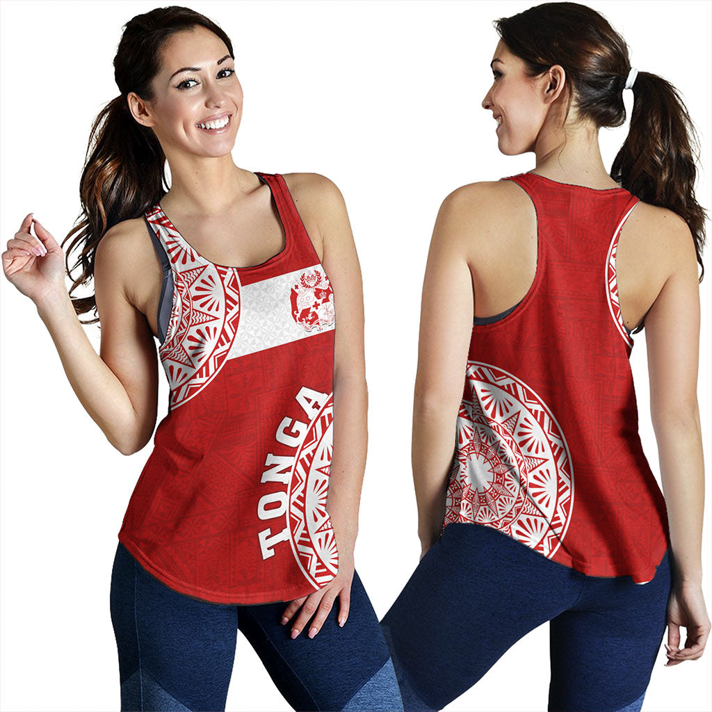 Tonga Women Tank Kingdom of Tonga Ngatu Pattern Circle