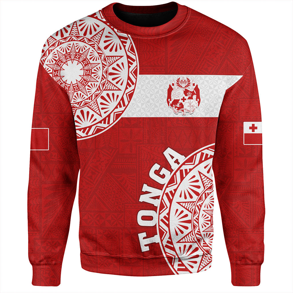 Tonga Sweatshirt Kingdom of Tonga Ngatu Pattern Circle