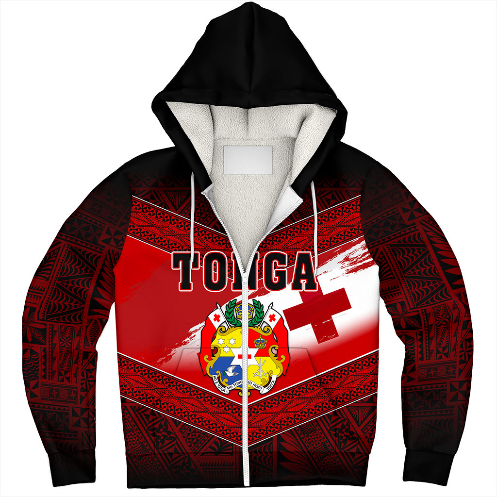 Tonga Sherpa Hoodie Tapa Ngatu Nesian Island Matching Flag Grunge
