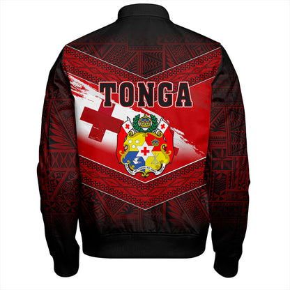Tonga Bomber Jacket Tapa Ngatu Nesian Island Matching Flag Grunge