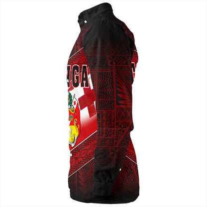 Tonga Long Sleeve Shirt Tapa Ngatu Nesian Island Matching Flag Grunge