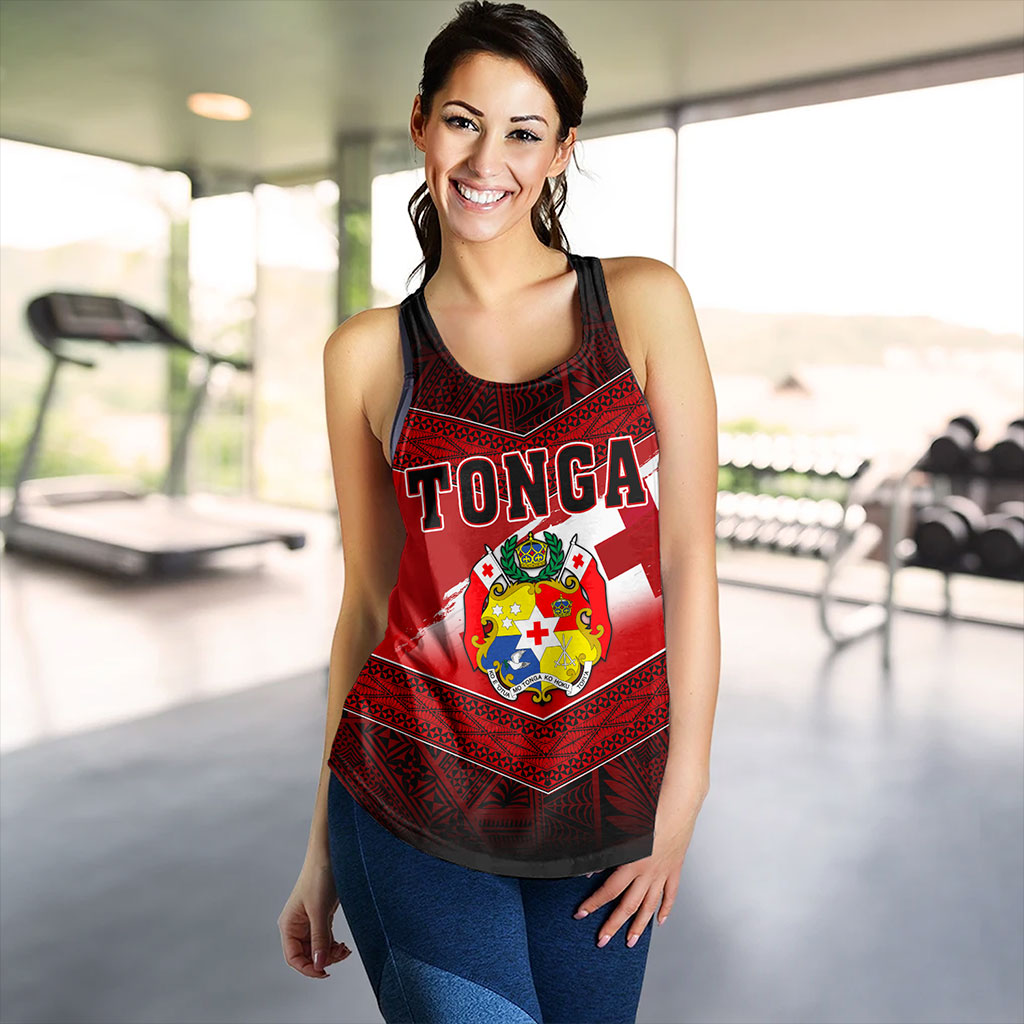 Tonga Women Tank Tapa Ngatu Nesian Island Matching Flag Grunge