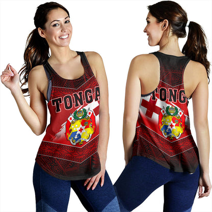 Tonga Women Tank Tapa Ngatu Nesian Island Matching Flag Grunge