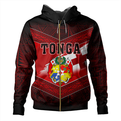 Tonga Hoodie Tapa Ngatu Nesian Island Matching Flag Grunge