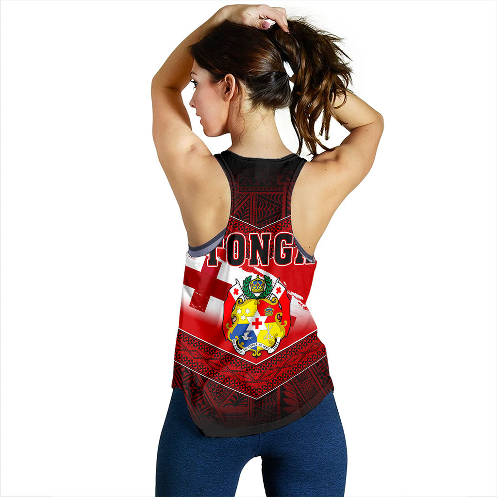 Tonga Women Tank Tapa Ngatu Nesian Island Matching Flag Grunge