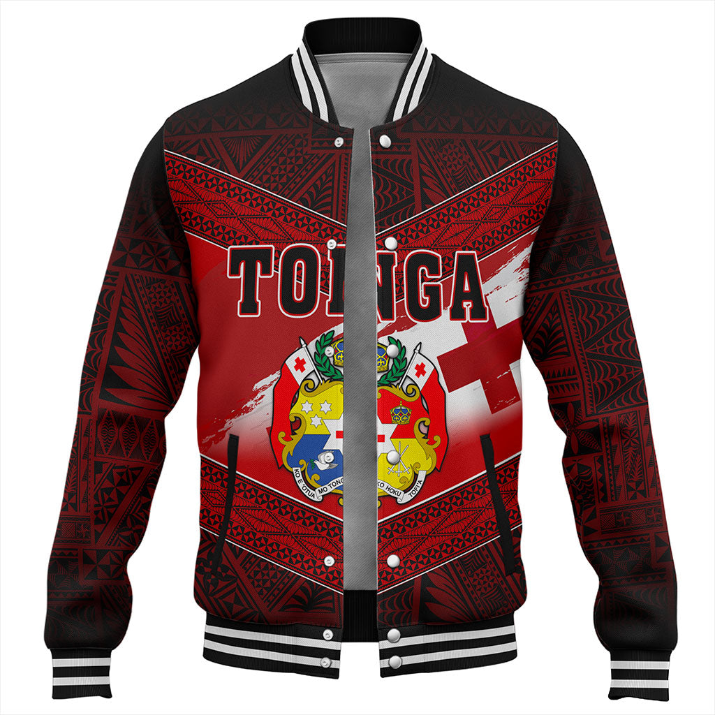 Tonga Baseball Jacket Tapa Ngatu Nesian Island Matching Flag Grunge