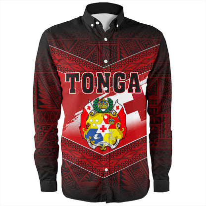 Tonga Long Sleeve Shirt Tapa Ngatu Nesian Island Matching Flag Grunge