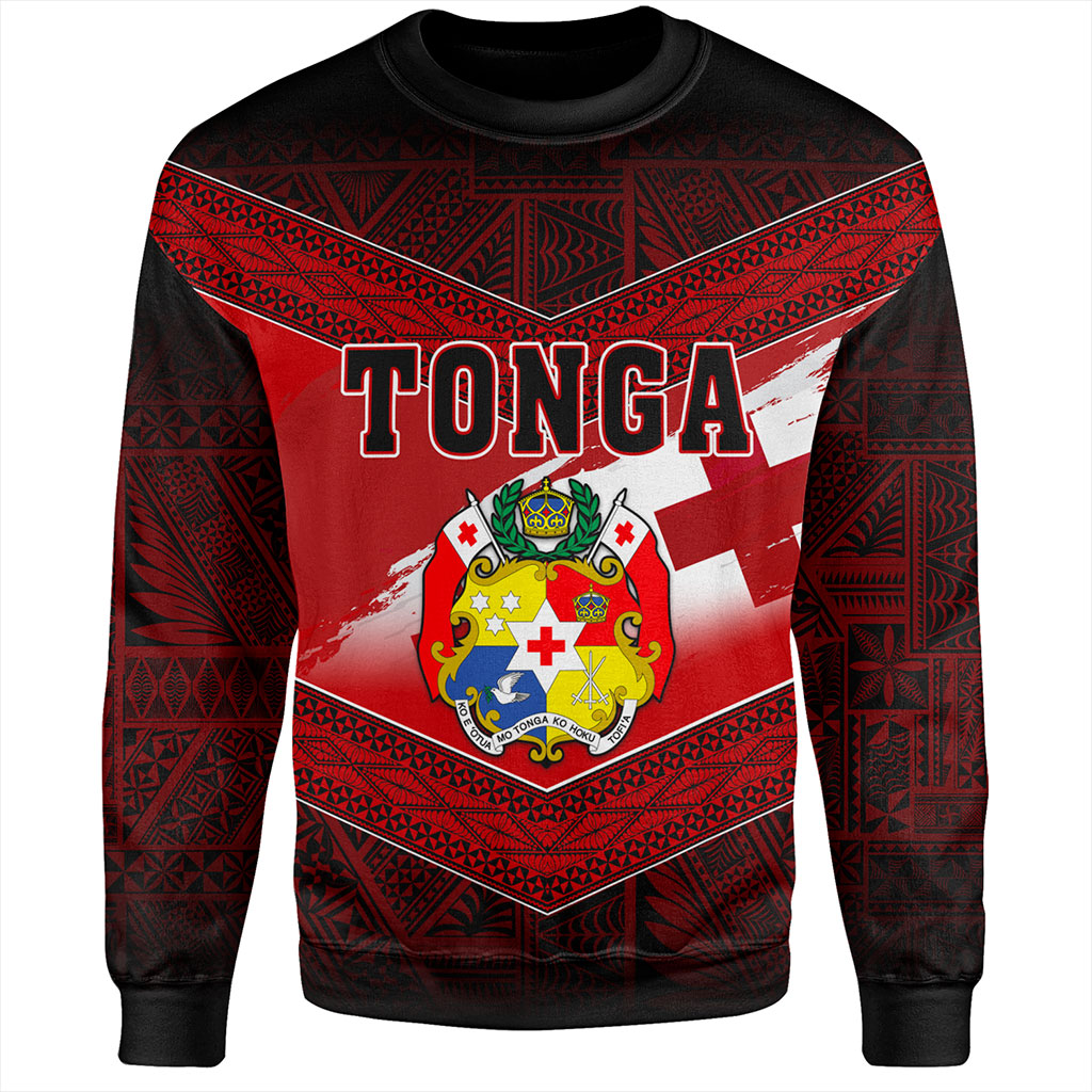 Tonga Sweatshirt Tapa Ngatu Nesian Island Matching Flag Grunge