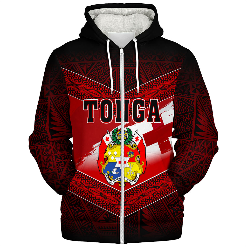 Tonga Sherpa Hoodie Tapa Ngatu Nesian Island Matching Flag Grunge