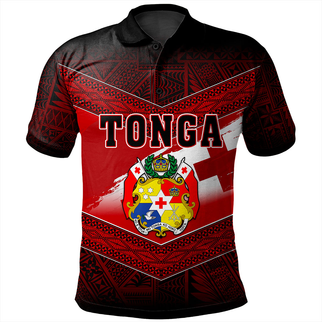 Tonga Polo Shirt Tapa Ngatu Nesian Island Matching Flag Grunge