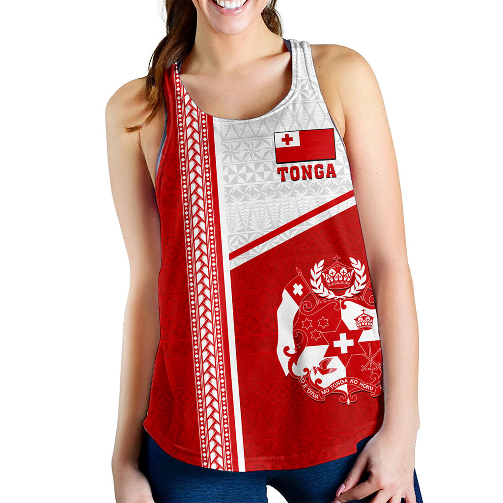 Tonga Women Tank Custom Tribal Ngatu Design Flag