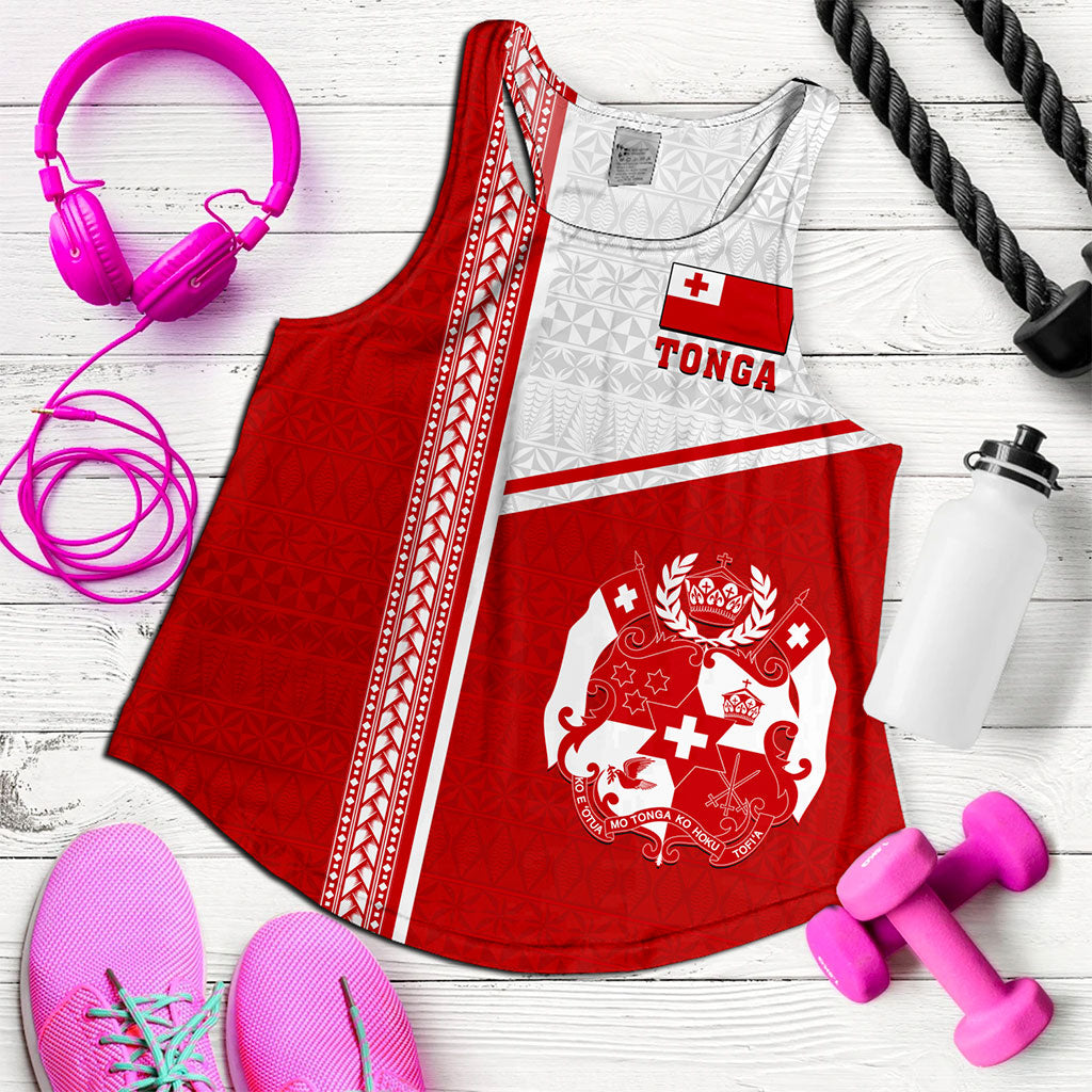 Tonga Women Tank Custom Tribal Ngatu Design Flag
