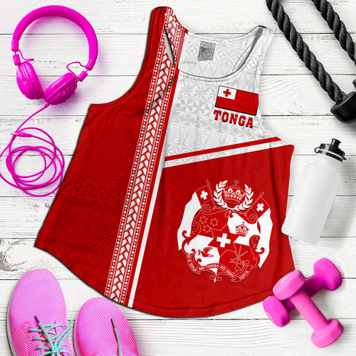 Tonga Women Tank Custom Tribal Ngatu Design Flag